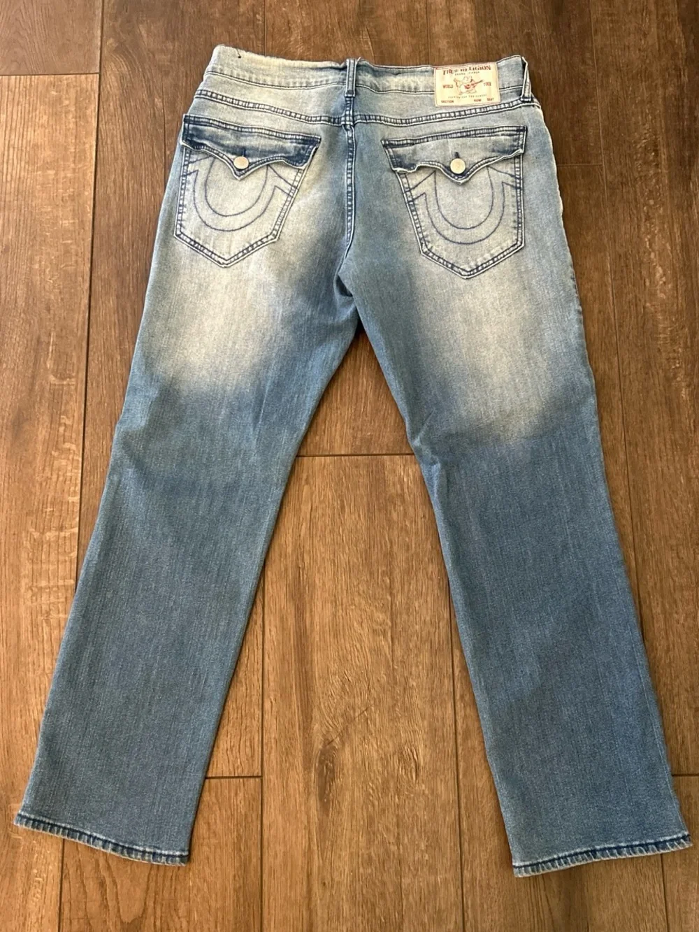 True Religion Light Blue Denim Jeans with Signature Flap Pocket